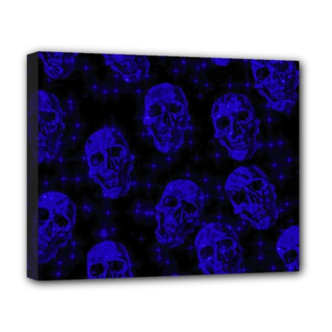 Sparkling Glitter Skulls Blue Deluxe Canvas 20  X 16   by ImpressiveMoments