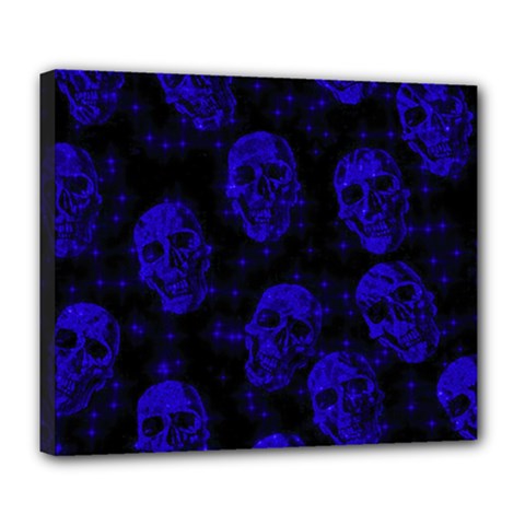 Sparkling Glitter Skulls Blue Deluxe Canvas 24  X 20   by ImpressiveMoments