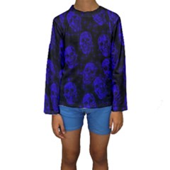 Sparkling Glitter Skulls Blue Kids  Long Sleeve Swimwear by ImpressiveMoments