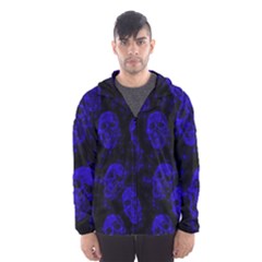 Sparkling Glitter Skulls Blue Hooded Wind Breaker (men) by ImpressiveMoments