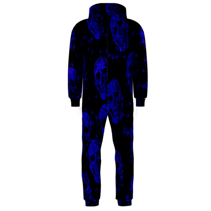 Sparkling Glitter Skulls Blue Hooded Jumpsuit (Men) 