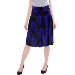 Sparkling Glitter Skulls Blue Midi Beach Skirt by ImpressiveMoments