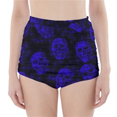 Sparkling Glitter Skulls Blue High-waisted Bikini Bottoms by ImpressiveMoments