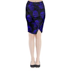 Sparkling Glitter Skulls Blue Midi Wrap Pencil Skirt by ImpressiveMoments