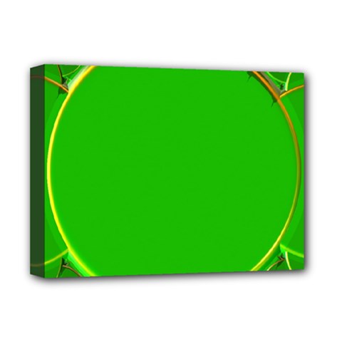 Green Circle Fractal Frame Deluxe Canvas 16  X 12   by Simbadda