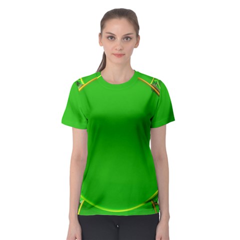 Green Circle Fractal Frame Women s Sport Mesh Tee by Simbadda