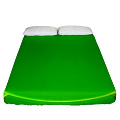 Green Circle Fractal Frame Fitted Sheet (queen Size) by Simbadda