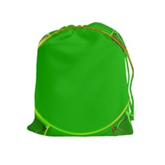 Green Circle Fractal Frame Drawstring Pouches (extra Large) by Simbadda