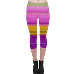 Stripes Colorful Background Colorful Pink Red Purple Green Yellow Striped Wallpaper Capri Leggings  by Simbadda