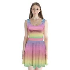 Watercolor Paper Rainbow Colors Split Back Mini Dress  by Simbadda