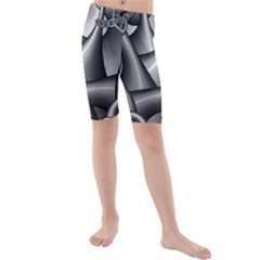 Grey Fractal Background With Chains Kids  Mid Length Swim Shorts by Simbadda