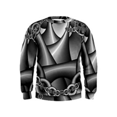 Grey Fractal Background With Chains Kids  Sweatshirt by Simbadda