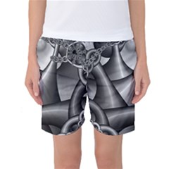 Grey Fractal Background With Chains Women s Basketball Shorts by Simbadda