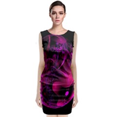 Fractal Using A Script And Coloured In Pink And A Touch Of Blue Sleeveless Velvet Midi Dress by Simbadda