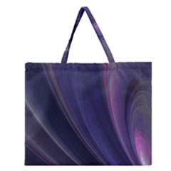 A Pruple Sweeping Fractal Pattern Zipper Large Tote Bag by Simbadda