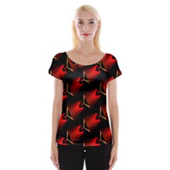 Fractal Background Red And Black Women s Cap Sleeve Top by Simbadda