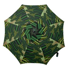 A Feathery Sort Of Green Image Shades Of Green And Cream Fractal Hook Handle Umbrellas (large) by Simbadda