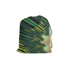 A Feathery Sort Of Green Image Shades Of Green And Cream Fractal Drawstring Pouches (medium)  by Simbadda