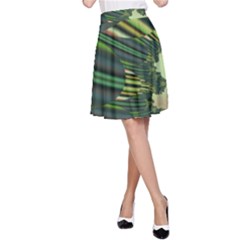 A Feathery Sort Of Green Image Shades Of Green And Cream Fractal A-line Skirt by Simbadda