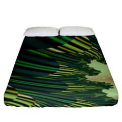 A Feathery Sort Of Green Image Shades Of Green And Cream Fractal Fitted Sheet (california King Size) by Simbadda