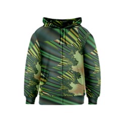 A Feathery Sort Of Green Image Shades Of Green And Cream Fractal Kids  Zipper Hoodie by Simbadda