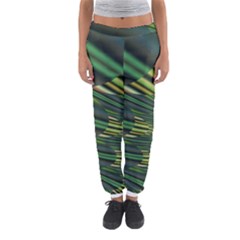 A Feathery Sort Of Green Image Shades Of Green And Cream Fractal Women s Jogger Sweatpants by Simbadda