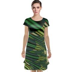 A Feathery Sort Of Green Image Shades Of Green And Cream Fractal Cap Sleeve Nightdress by Simbadda