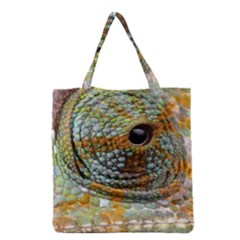 Macro Of The Eye Of A Chameleon Grocery Tote Bag by Simbadda