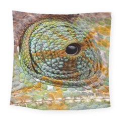 Macro Of The Eye Of A Chameleon Square Tapestry (large) by Simbadda