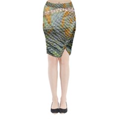 Macro Of Chameleon Skin Texture Background Midi Wrap Pencil Skirt by Simbadda