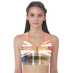 Union Jack Abstract Watercolour Painting Sports Bra by Simbadda