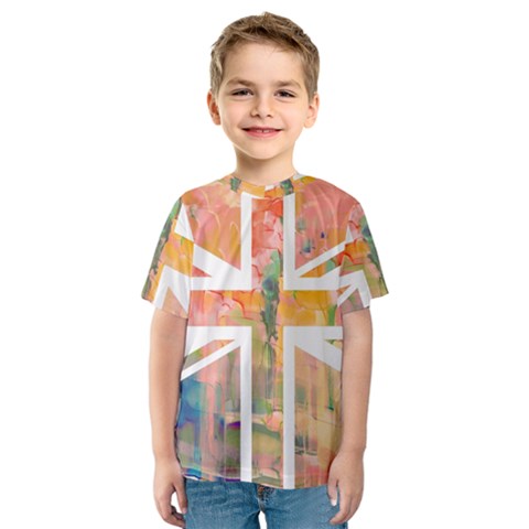 Union Jack Abstract Watercolour Painting Kids  Sport Mesh Tee by Simbadda