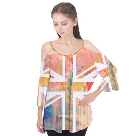 Union Jack Abstract Watercolour Painting Flutter Tees by Simbadda