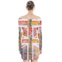 Union Jack Abstract Watercolour Painting Long Sleeve Off Shoulder Dress View2