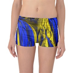 Blue And Gold Fractal Lava Boyleg Bikini Bottoms by Simbadda