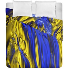 Blue And Gold Fractal Lava Duvet Cover Double Side (california King Size) by Simbadda