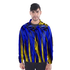 Blue And Gold Fractal Lava Wind Breaker (men) by Simbadda