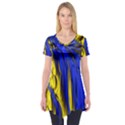 Blue And Gold Fractal Lava Short Sleeve Tunic  View1