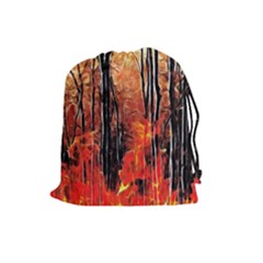 Forest Fire Fractal Background Drawstring Pouches (large)  by Simbadda