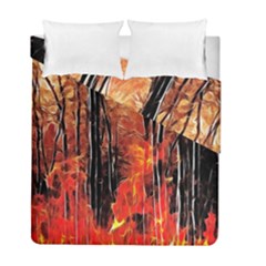 Forest Fire Fractal Background Duvet Cover Double Side (full/ Double Size) by Simbadda