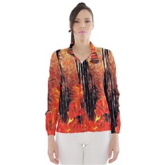 Forest Fire Fractal Background Wind Breaker (women) by Simbadda