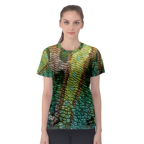 Colorful Chameleon Skin Texture Women s Sport Mesh Tee by Simbadda