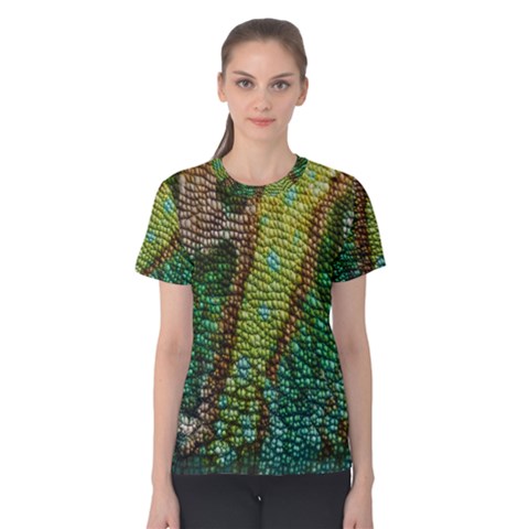 Colorful Chameleon Skin Texture Women s Cotton Tee by Simbadda