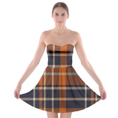 Tartan Background Fabric Design Pattern Strapless Bra Top Dress by Simbadda