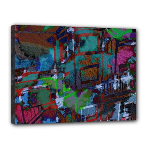 Dark Watercolor On Partial Image Of San Francisco City Mural Usa Canvas 16  x 12 