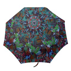 Dark Watercolor On Partial Image Of San Francisco City Mural Usa Folding Umbrellas