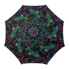 Dark Watercolor On Partial Image Of San Francisco City Mural Usa Golf Umbrellas by Simbadda