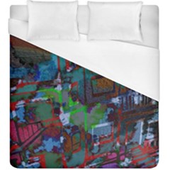 Dark Watercolor On Partial Image Of San Francisco City Mural Usa Duvet Cover (King Size)