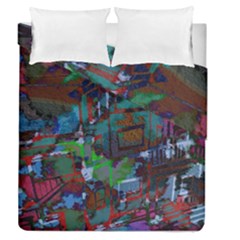 Dark Watercolor On Partial Image Of San Francisco City Mural Usa Duvet Cover Double Side (Queen Size)