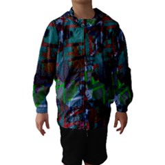 Dark Watercolor On Partial Image Of San Francisco City Mural Usa Hooded Wind Breaker (Kids)